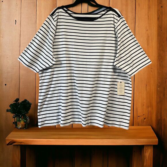 St. John's Bay Tops - St. Johns Bay Woman Striped Boat Neck Shirt SZ/ 2X